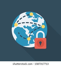 Hosting flat icons for world & online
