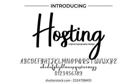 Hosting Font Stilvoller Pinsel gemalt ein Großbuchstaben, Vektorbuchstaben, Alphabet, Schrift