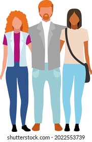 Hosting Foreign Exchange Student Semi Flat Color Vector Characters. Full Body People On White. Living With Host Family Isolated Modern Cartoon Style Illustration For Graphic Design And Animation