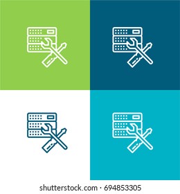 Hosting green and blue material color minimal icon or logo design