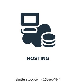 Hosting icon. Black filled vector illustration. Hosting symbol on white background. Can be used in web and mobile.