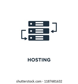 Hosting icon. Black filled vector illustration. Hosting symbol on white background. Can be used in web and mobile.