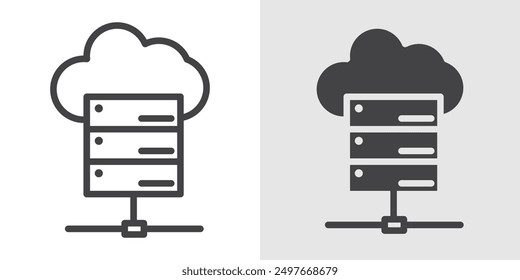 Hosting icon Black line art vector logo set