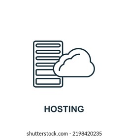 Icono de hospedaje. Icono de diseño web simple monocromo para plantillas, diseño web e infografías