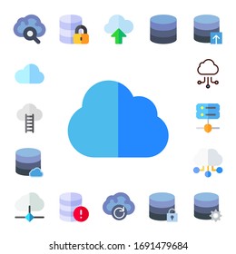 conjunto de iconos de hospedaje. 17 iconos de alojamiento plano.  Iconos modernos sencillos, como: cloud computing, cloud, base de datos, servidor