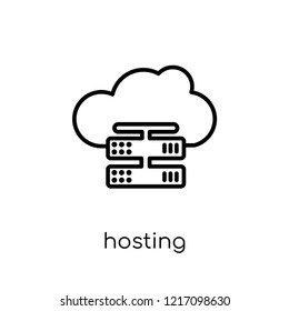 Hosting icon. Trendy modern flat linear vector Hosting icon on white background from thin line Programming collection, editable outline stroke vector illustration