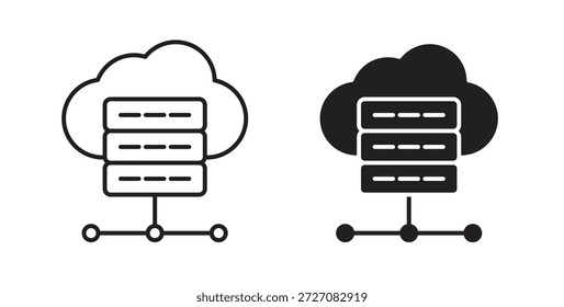 Hosting icons set. Simple line vector illustration
