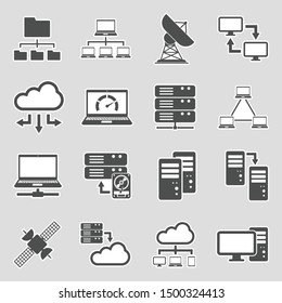 Hosting Icons. Sticker Design. Vector Illustration.
