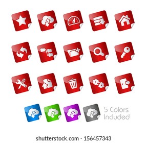 Hosting Icons // Stickers Series ---- It includes 5 color versions for each icon in different layers -----