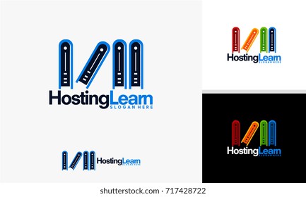 Hosting Learn logo designs, Colorful Hosting and book logo designs vector