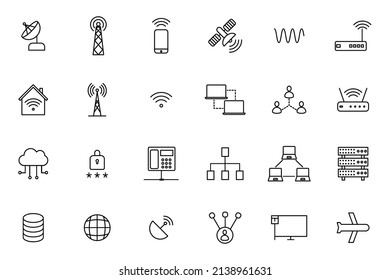 Hosting Line Icons Set. Network Technology Line Icons Set
