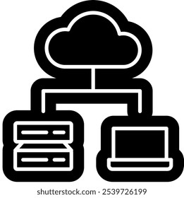 Hospedagem de ícone linear, banco de dados, rede