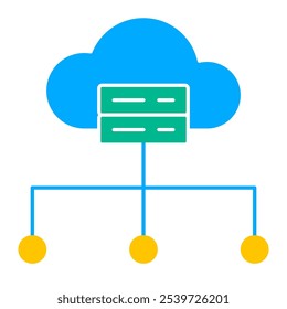 Hospedagem de ícone linear, banco de dados, rede