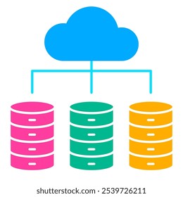 Hospedagem de ícone linear, banco de dados, rede
