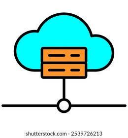 Hospedagem de ícone linear, banco de dados, rede