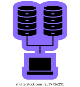 Hospedagem de ícone linear, banco de dados, rede