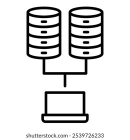 Hospedagem de ícone linear, banco de dados, rede