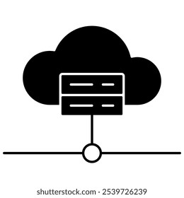 Hospedagem de ícone linear, banco de dados, rede