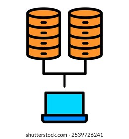 Hospedagem de ícone linear, banco de dados, rede