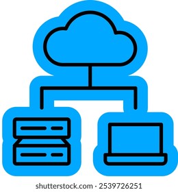 Hospedagem de ícone linear, banco de dados, rede