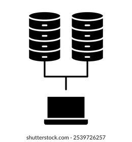 Hospedagem de ícone linear, banco de dados, rede