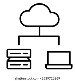 Hospedagem de ícone linear, banco de dados, rede