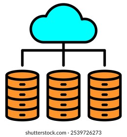 Hospedagem de ícone linear, banco de dados, rede
