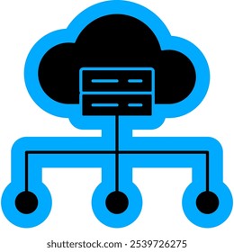 Hospedagem de ícone linear, banco de dados, rede