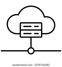 Hospedagem de ícone linear, banco de dados, rede