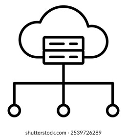 Hospedagem de ícone linear, banco de dados, rede