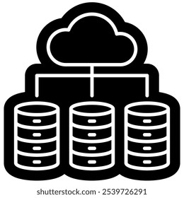 Hospedagem de ícone linear, banco de dados, rede