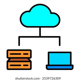 Hospedagem de ícone linear, banco de dados, rede