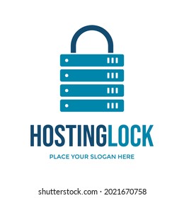 Hosting lock vector logo template. This design use host and padlock symbol. Suitable for technology and business