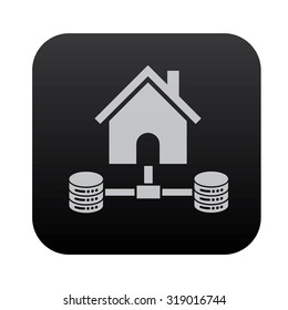 Hosting and network on black button blackboard,vector