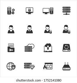 Iconos vectoriales de hospedaje y conexión de redes - Conjunto 1