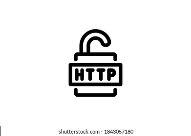 Hosting Outline Icon  - Unsecure Http Access