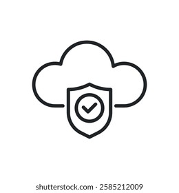 Hosting protection thin line icons. Perfect pixel on transparent background