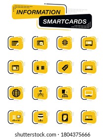 Hosting provider color vector icons on information smart cards for user interface design