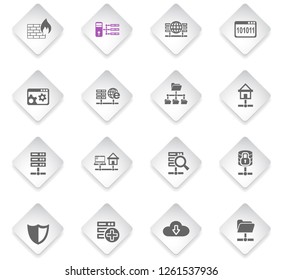 hosting provider flat rhombus web icons for user interface design