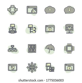 Iconos vectoriales del proveedor de hospedaje para el diseño de la interfaz de usuario