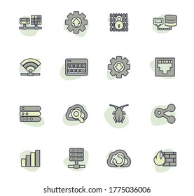 Hosting provider vector icons for user interface design