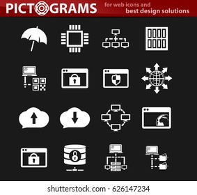 Hosting provider vector icons for user interface design