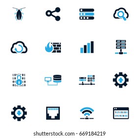 Hosting provider vector icons for user interface design