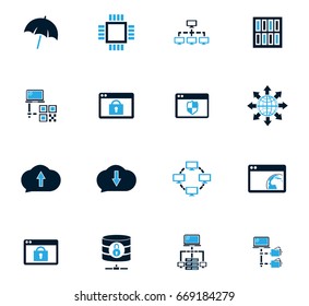 Hosting provider vector icons for user interface design