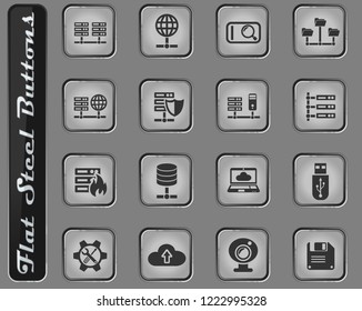 hosting provider vector web icons on the flat steel buttons