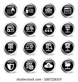 hosting provider web icons - black round chrome buttons