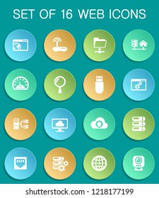 hosting provider web icons on colorful round buttons
