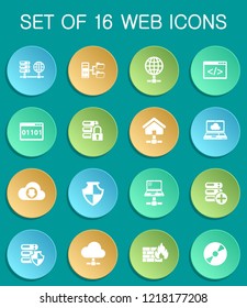 hosting provider web icons on colorful round buttons