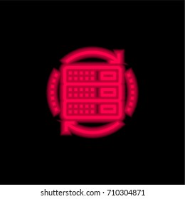 Hosting red glowing neon ui ux icon. Glowing sign logo vector