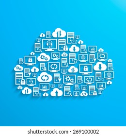 Hosting server database network and cloud service icons